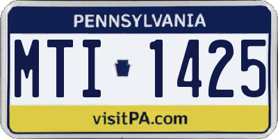 PA license plate MTI1425