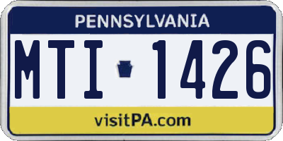 PA license plate MTI1426