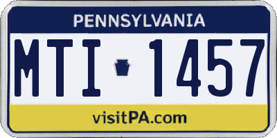 PA license plate MTI1457