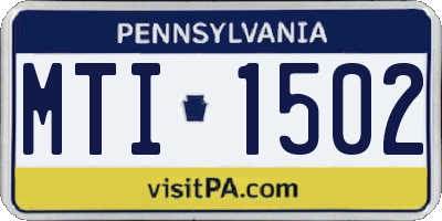 PA license plate MTI1502