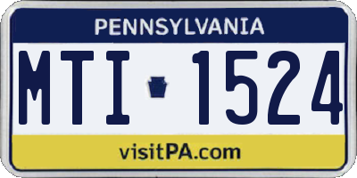 PA license plate MTI1524