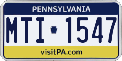 PA license plate MTI1547