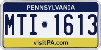 PA license plate MTI1613