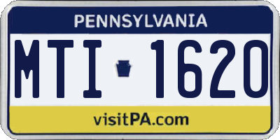 PA license plate MTI1620