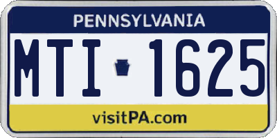 PA license plate MTI1625