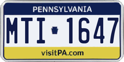 PA license plate MTI1647