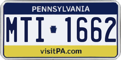 PA license plate MTI1662