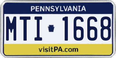 PA license plate MTI1668