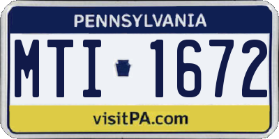 PA license plate MTI1672