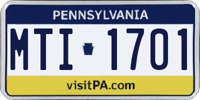 PA license plate MTI1701