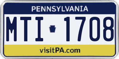 PA license plate MTI1708