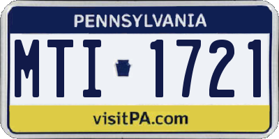 PA license plate MTI1721