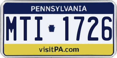 PA license plate MTI1726