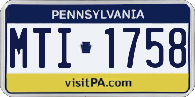 PA license plate MTI1758