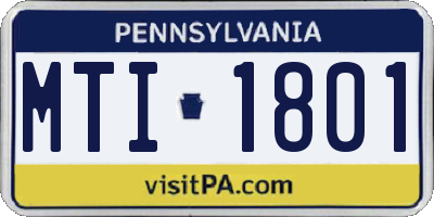 PA license plate MTI1801