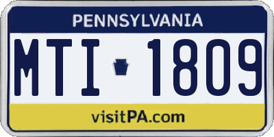 PA license plate MTI1809