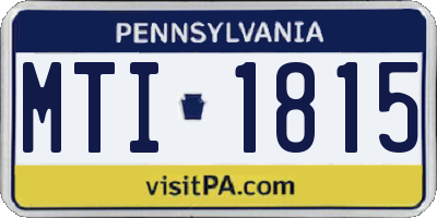 PA license plate MTI1815
