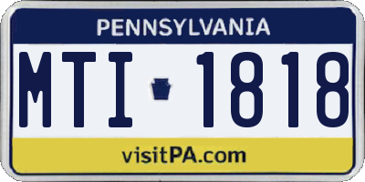 PA license plate MTI1818