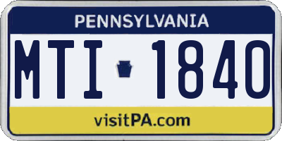 PA license plate MTI1840