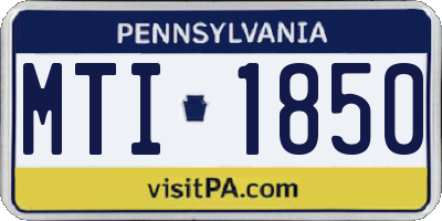 PA license plate MTI1850