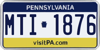 PA license plate MTI1876