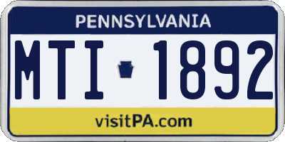 PA license plate MTI1892