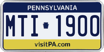 PA license plate MTI1900