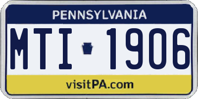PA license plate MTI1906