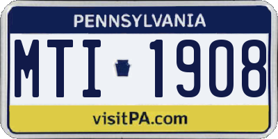 PA license plate MTI1908