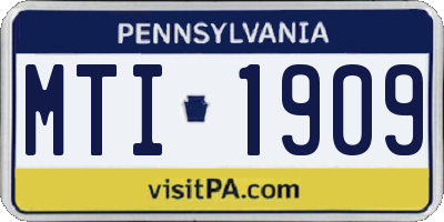 PA license plate MTI1909
