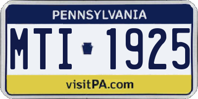 PA license plate MTI1925