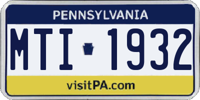 PA license plate MTI1932