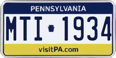 PA license plate MTI1934