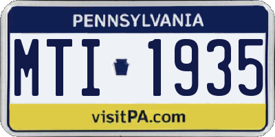 PA license plate MTI1935