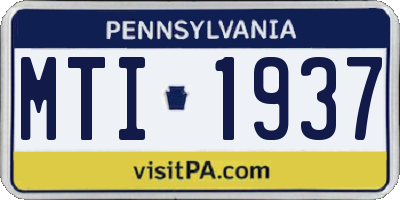 PA license plate MTI1937