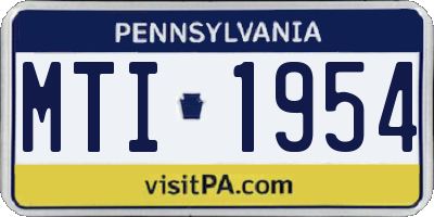 PA license plate MTI1954