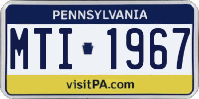 PA license plate MTI1967