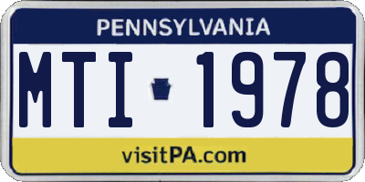 PA license plate MTI1978