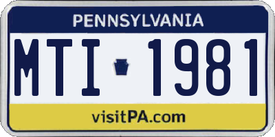 PA license plate MTI1981