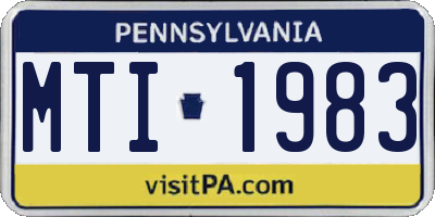 PA license plate MTI1983