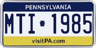 PA license plate MTI1985
