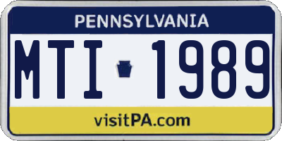 PA license plate MTI1989