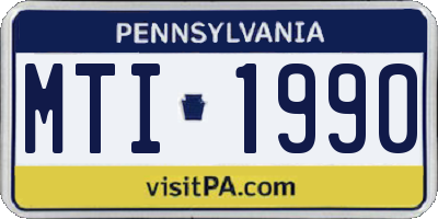 PA license plate MTI1990