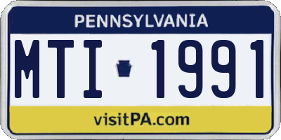 PA license plate MTI1991