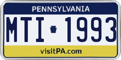 PA license plate MTI1993