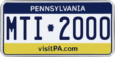 PA license plate MTI2000