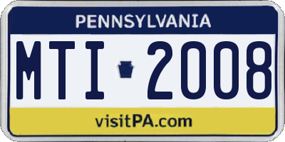 PA license plate MTI2008