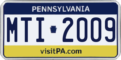 PA license plate MTI2009