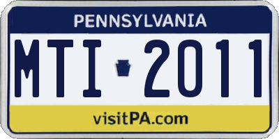 PA license plate MTI2011