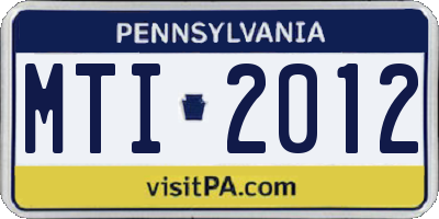 PA license plate MTI2012